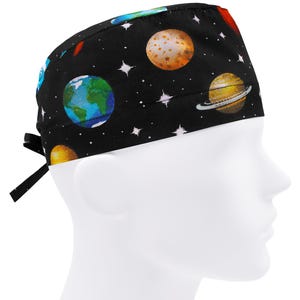 Mens scrub caps, surgical cap, scrub hats, surgery hat, space planet or cap