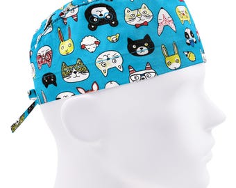 Scrub caps for men, scrub hats, surgical hat, nurse cap, animals or cap
