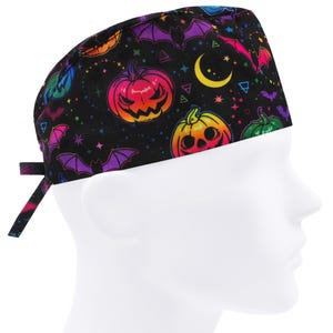 Halloween scrub cap, surgical caps men, surgery hat bat, scrub hats pumpkin, Jack O Lantern Boo ghost
