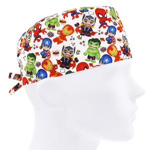 Mens scrub caps, surgical cap, scrub hats fancy, surgery hat, super hero nurse cap