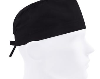 Surgical cap men, scrub caps, scrub hats, surgery hat, solid black
