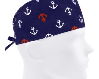 Scrub cap men, surgical hat, nurse cap, scrub hats, anchor or caps