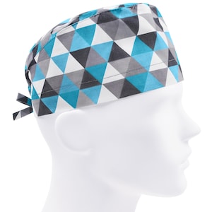 Scrub cap men, surgical hat, nurse cap, scrub hats, geometry turquoise blue