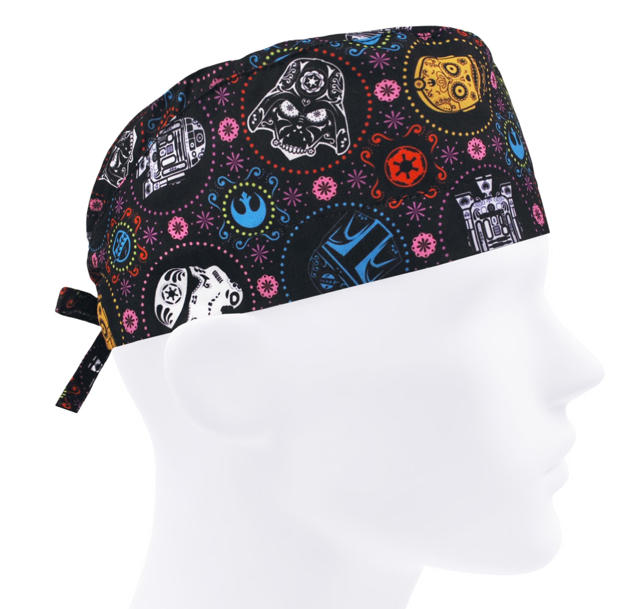 Berretto Scrub Chirurgico Foderato 100% Cotone - Unisex, Schiena Piena, Multicolore Fatto A Mano