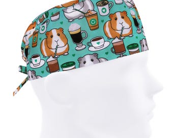 Scrub Caps Hamster, Surgical Hats Coffee, Nurse Cap for Men, Vet Tech Surgeon Hat
