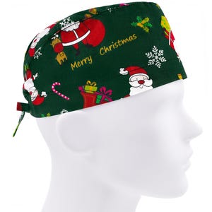 Mens scrub caps, surgical cap, scrub hats, surgery hat, Christmas nurse cap