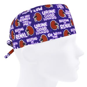 Kidney scrub cap man, surgical caps mens, scrub hat nephrology, nurse hats for men, scrub caps urologist