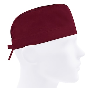 Gorros quirúrgicos para hombres, gorros quirúrgicos, gorros quirúrgicos, gorros de enfermera, color burdeos liso