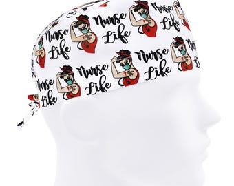 Nurse life scrub cap, surgical cap men, scrub caps mens, scrub hats, medical scrub cap