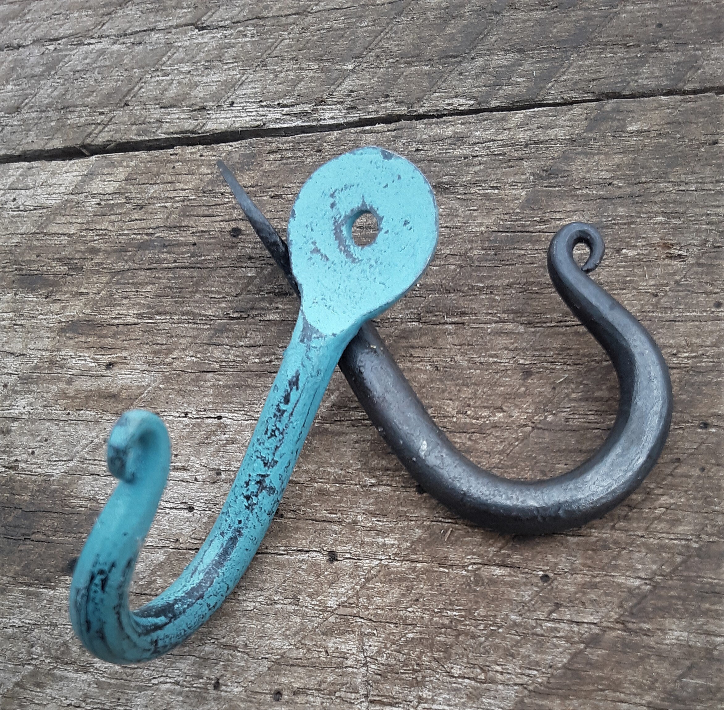 1/4 inch round iron Hand forged iron J hook 