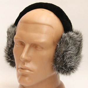 MADE in UKRAINE Winter Rabbit Fur Earmuffs, Rabbit Fur Gray Color, Handcrafted, Gift for Her