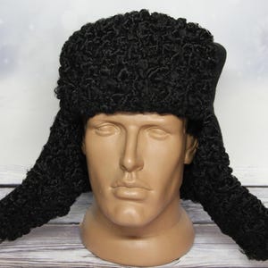 Winter Karakul bontmuts natuurlijke Ushanka hoed Oekraïense winter bontmuts zwarte kleur natuurlijke Astrakan bontmuts met een echte wollen top, USSR hoed