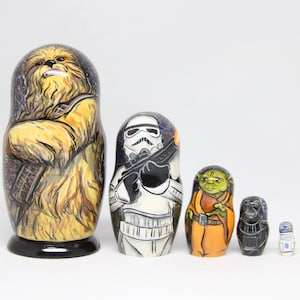 Movie Characters Nesting Doll 4.72&#39;&#39; 12 cm, Hand Painted Matryoshka Doll 5pieces, , Kids Gift, Wood toys for Kids MADE in UKRAINE