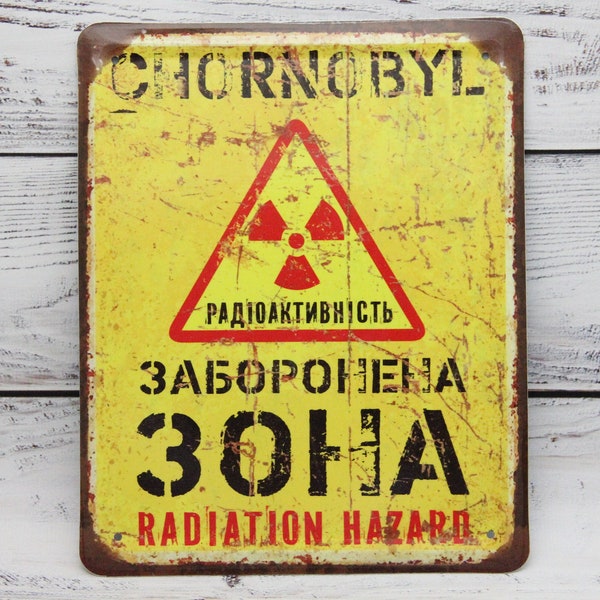 Vintage Sovjetplaat Vintage USSR Sovjet Propaganda Sign Plate Old Sign Collectible Light Metal Nameplate Chornobyl