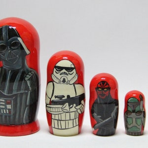 Movie Characters Nesting Doll 4.72&#39;&#39; or 12 cm Hand Painted Matryoshka Doll 5pieces Kids Gift Wood toys for Kids MADE in UKRAINE