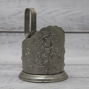 Vintage Podstakannik Glass Holder Vintage Soviet Metal Glass Holder Soviet Tea Cup Holder Metal Tea Cup Holder Kitchen Decor