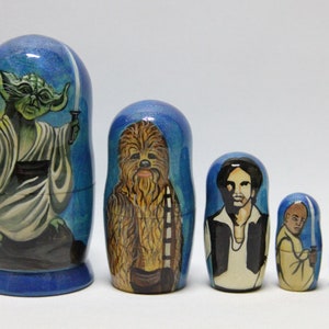 Movie Characters Nesting Doll 4.72&#39;&#39; or 12 cm Hand Painted Matryoshka Doll 5 pieces Kids Gift Wood toys for Kids MADE in UKRAINE