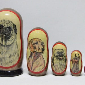 Dogs Nesting Doll 7.08'' or 18 cm, Ukrainian Doll 5 pieces, Gift for Mom, Kids Gift, Animal Toys, Kids Room Decor MADE in UKRAINE