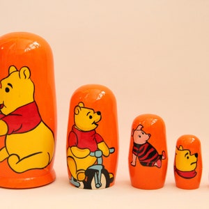 MADE in UKRAINE Cartoon Heroes Nesting Doll 6.69&#39;&#39; 17 cm, Hand Painted Matryoshka Doll 5pieces, Funny Gifts, , Kids Gift, Wood toy