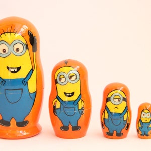 Cartoon Heroes Nesting Doll 4.33&#39;&#39; or 11 cm Hand Painted Matryoshka Doll 5pieces Funny Gifts Wood toys for Kids MADE in UKRAINE