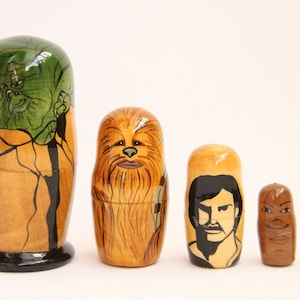 Movie Characters Nesting Doll 4.33'' or 11 cm Star Hand Painted Matryoshka Doll 5pieces Kids Gift Wood toys for Kids MADE in UKRAINE