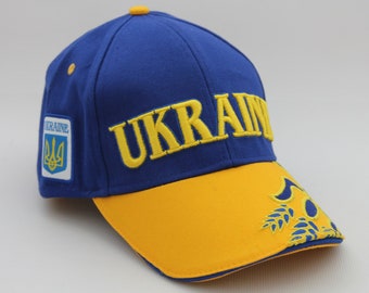 Hergestellt in der Ukraine, ukrainische Mütze, ukrainische Symbolik, ukrainische Flagge & Dreizack, 3D-Stickerei, Baumwollmütze, Unisex