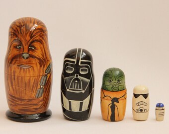 Movie Characters Nesting Doll 4.52&#39;&#39; or 11.5 cm, Hand Painted Matryoshka Doll 5pieces, , Kids Gift Wood toy MADE in UKRAINE
