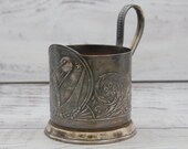Podstakannik Vintage Glass Holder Vintage Soviet Metal Glass Holder Soviet Tea Cup Holder Russian Metal Glass Holder Satellite Kitchen Decor