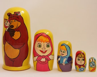 Cartoon Heroes Nesting Doll 6.88'' 17.5 cm, Hand Painted Matryoshka Doll 5pieces, Funny Gifts, , Kids Gift, Toy for Kids MADE in UKRAINE