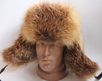 MADE in UKRAINE Winter Red Fox Fur Hat, Natural Ushanka Hat, Ukrainian Winter Fur Hat, Red Fox Ushanka, Top Quality!!!