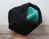 Vintage Cossack Winter Hat Papaha, Kubanka Hat, Natural Astrakhan Fur Hat with a Real Wool Top