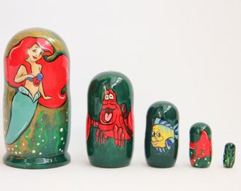MADE in UKRAINE Cartoon Heroes Nesting Doll 4.33'' or 11 cm Hand Painted Matryoshka Doll 5pieces Funny Gifts Wood toys for Kids