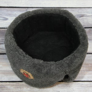 Vintage Winter Faux Fur Hat, Soviet Army Design Ushanka Hat, Soviet Soldier Winter Hat, Gray Color image 10