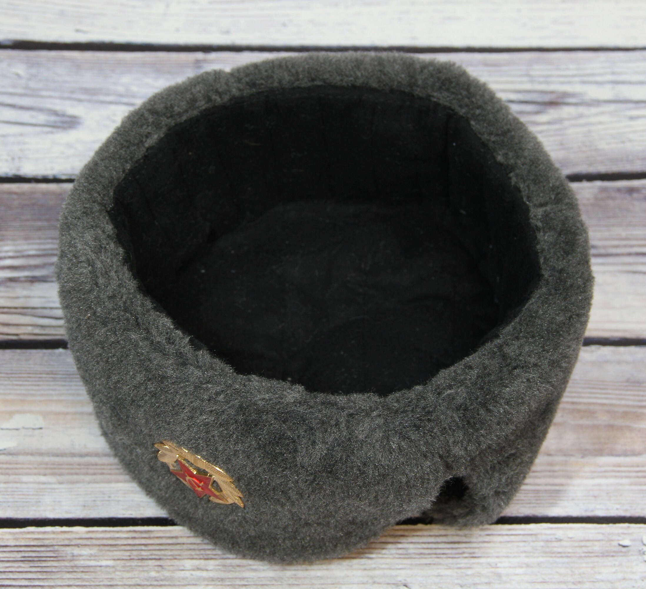 Vintage Winter Faux Fur Hat, Soviet Army Design Ushanka Hat