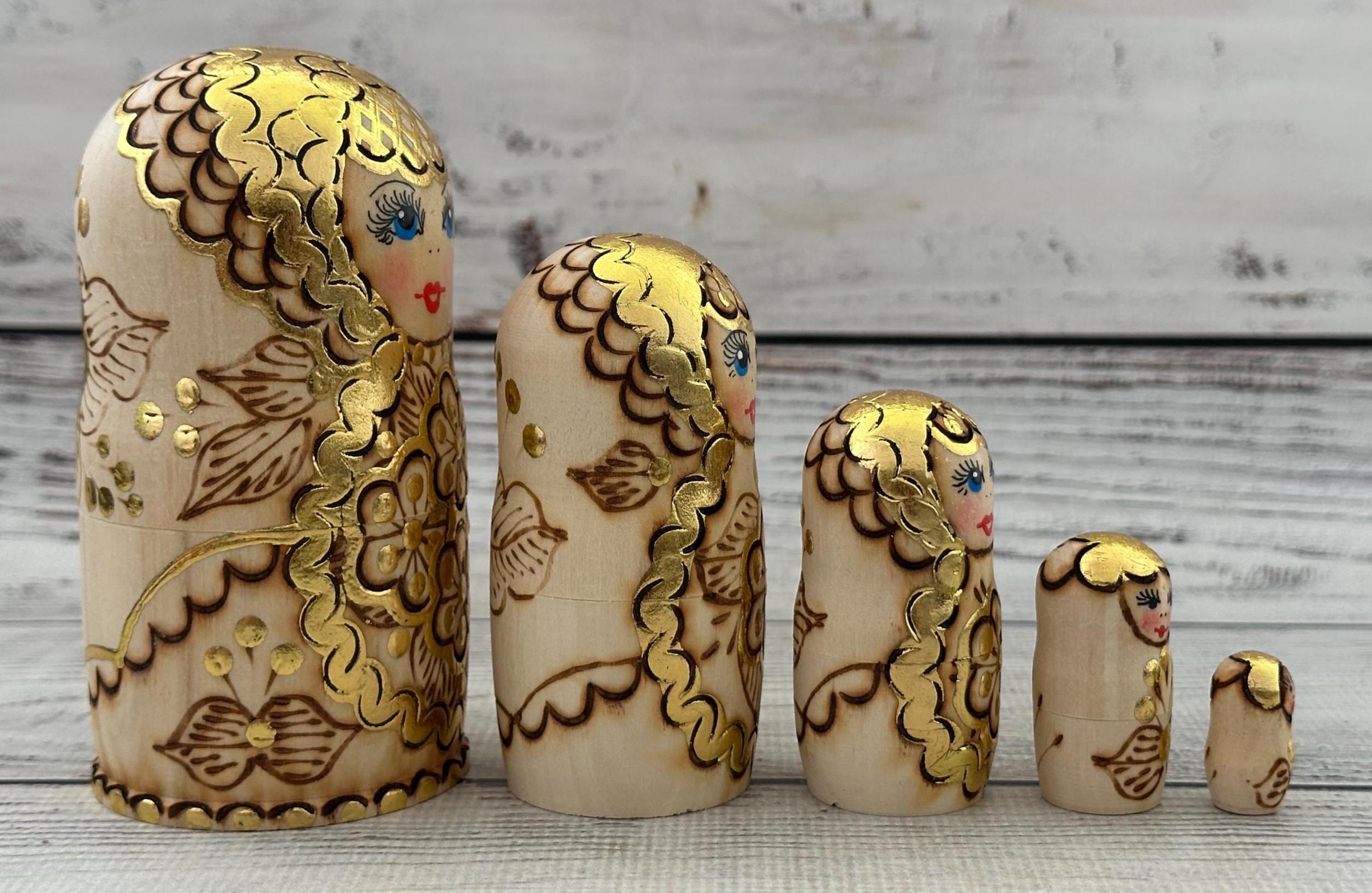 Muñecas Rusas Matrioskas De Madera Pintadas A Mano | 5 Capas Apilables, Decoración Artesanal Para Hogar