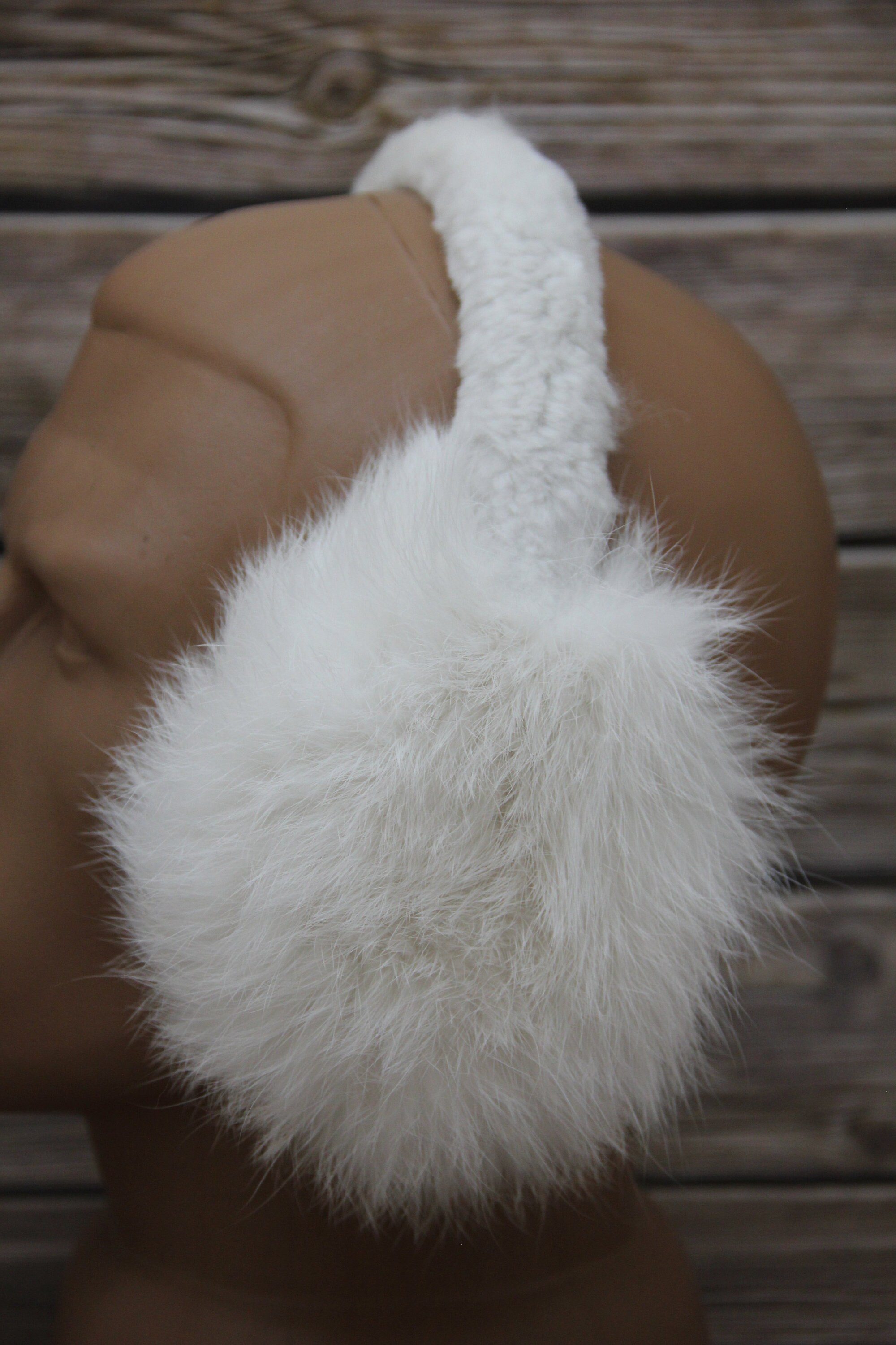 Winter Rabbit Fur Earmuffs Rabbit Fur White Color Etsy