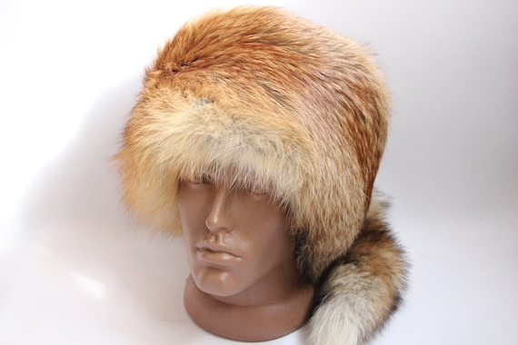 Mens red fox fur hat deals