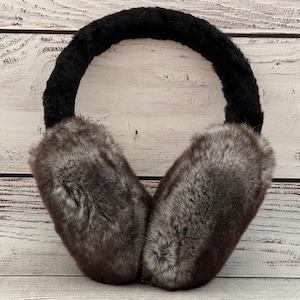MADE in UKRAINE Winter Rabbit Fur Earmuffs, Rabbit Fur Gray Color, Handcrafted, Gift for Her
