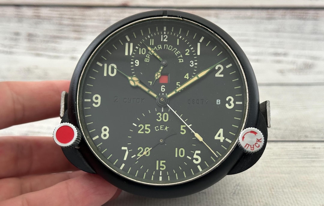 Rare Original Soviet Military Aviation Air Jet Clock ACHS-1 Watch