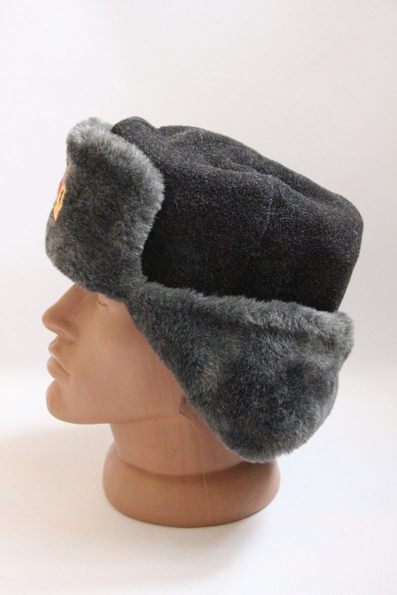Vintage Winter Faux Fur Hat Soviet Army Design Ushanka Hat Etsy