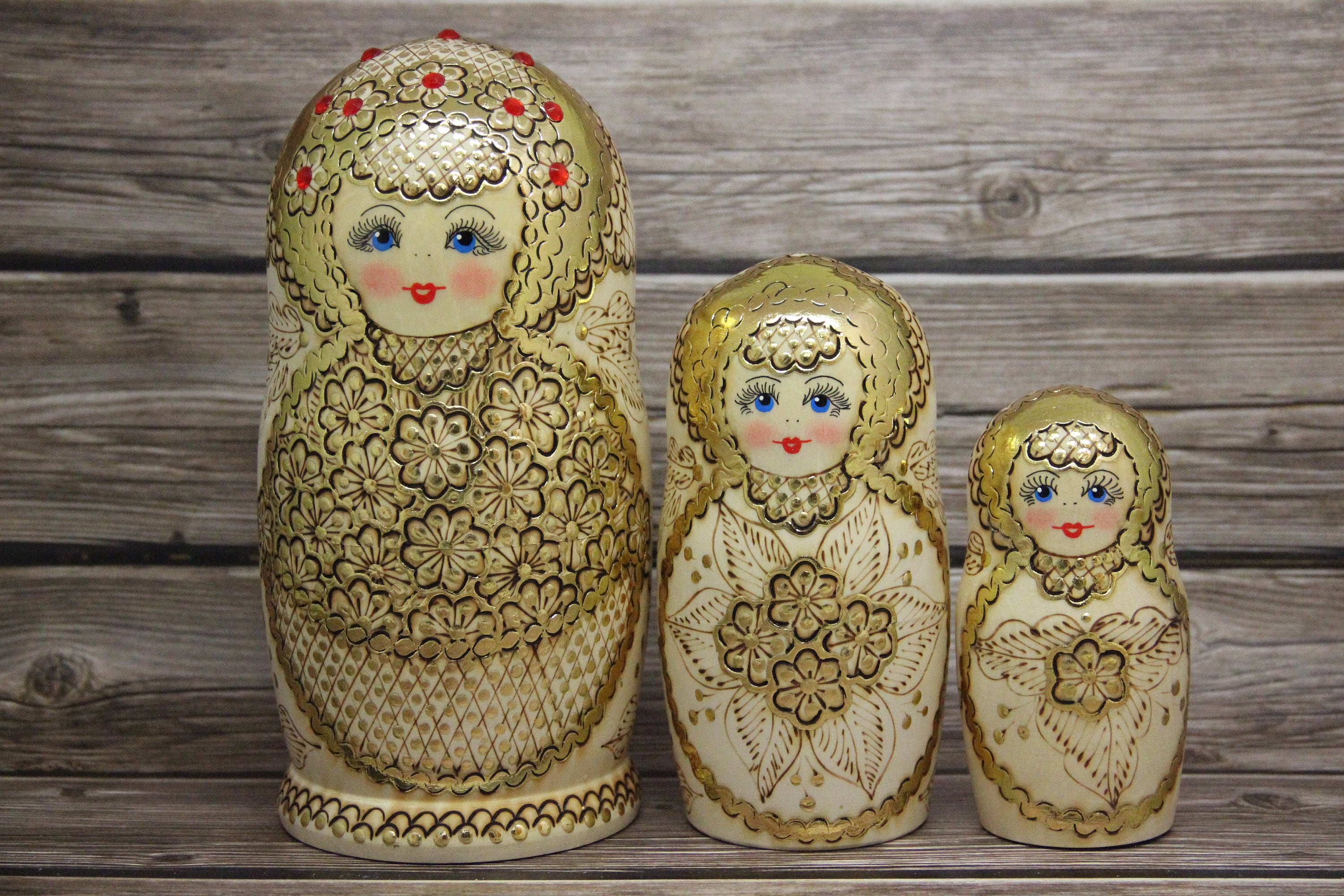 Russian Traditional Hand Painted Nesting Doll 7 pieces Wood Etsy