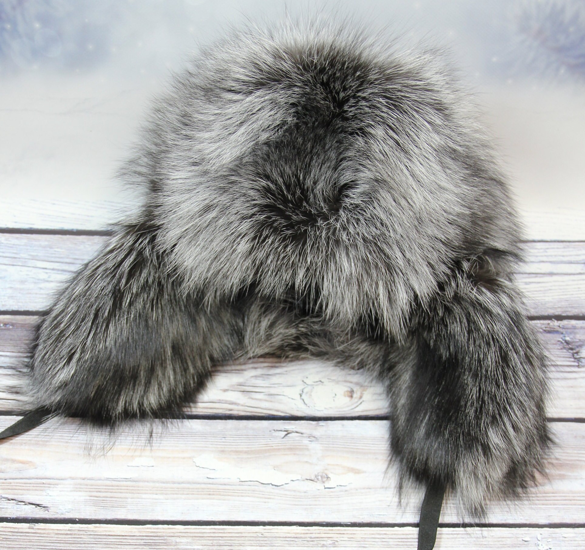 Authentic vintage Russian silver fox winter hat BY ORDER Women Silver fox Fur Hat, Real Leather Fox Fur Hat  main image 3