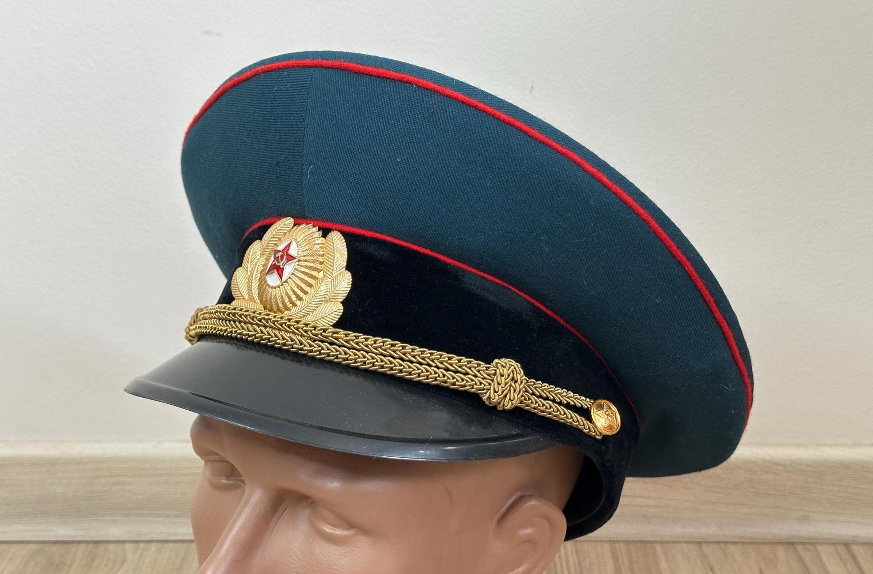 Vintage Soviet Army Officer Visor Cap, Soviet Officer Cap of Tank