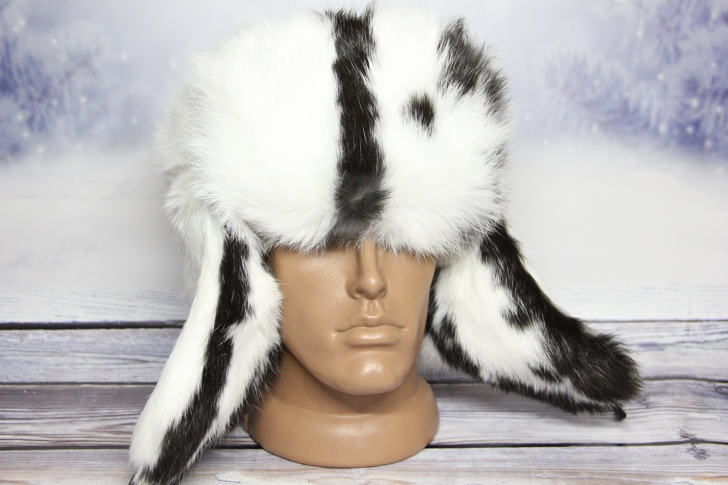 【極美品】 WACKOMARIA Rabbit Fur Hat MADE in UKRAINE Winter Rabbit Fur Hat, Natural Ushanka Hat