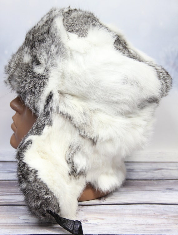 MADE in UKRAINE Winter Rabbit Fur Hat, Natural Ushanka Hat