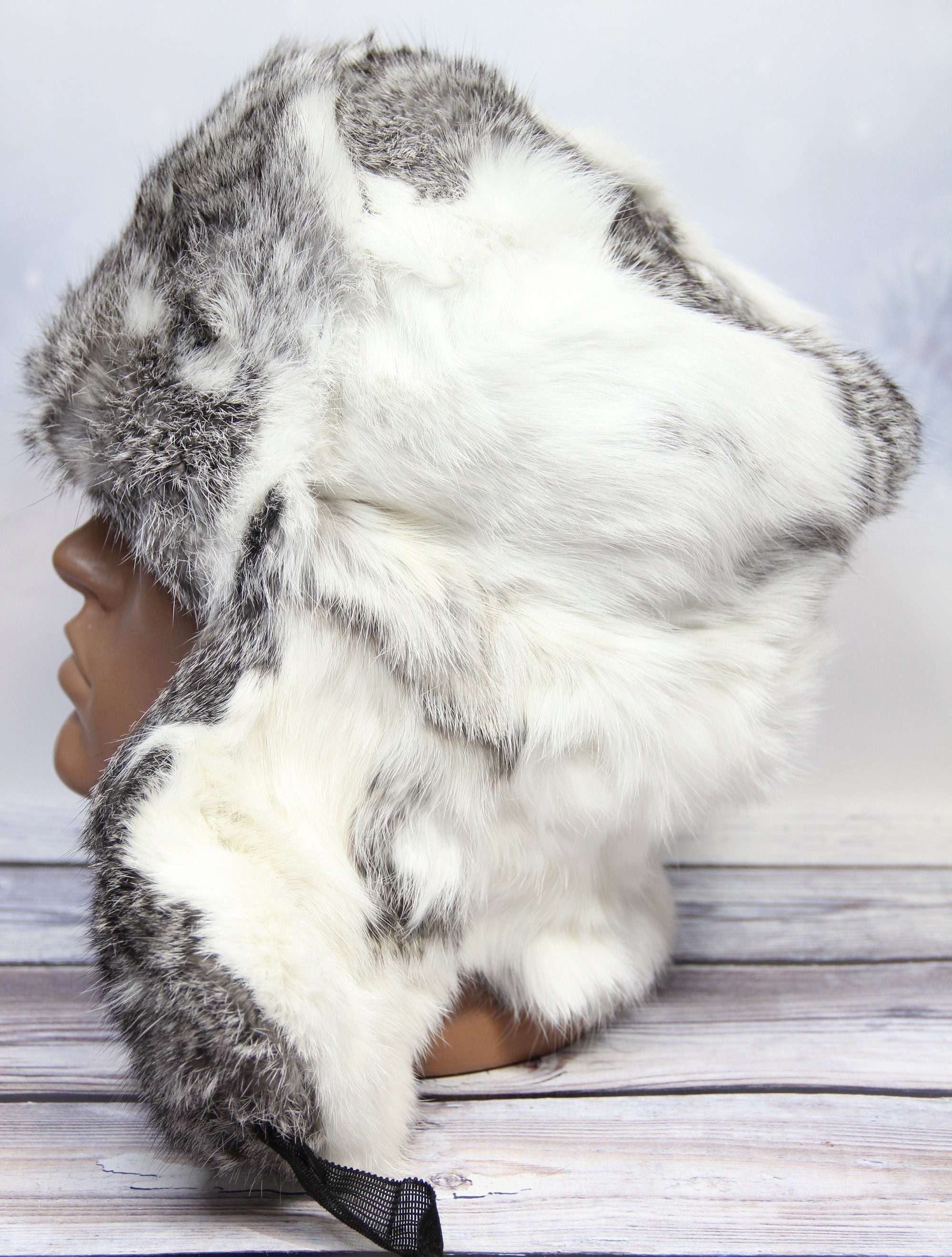 MADE in UKRAINE Winter Rabbit Fur Hat, Natural Ushanka Hat