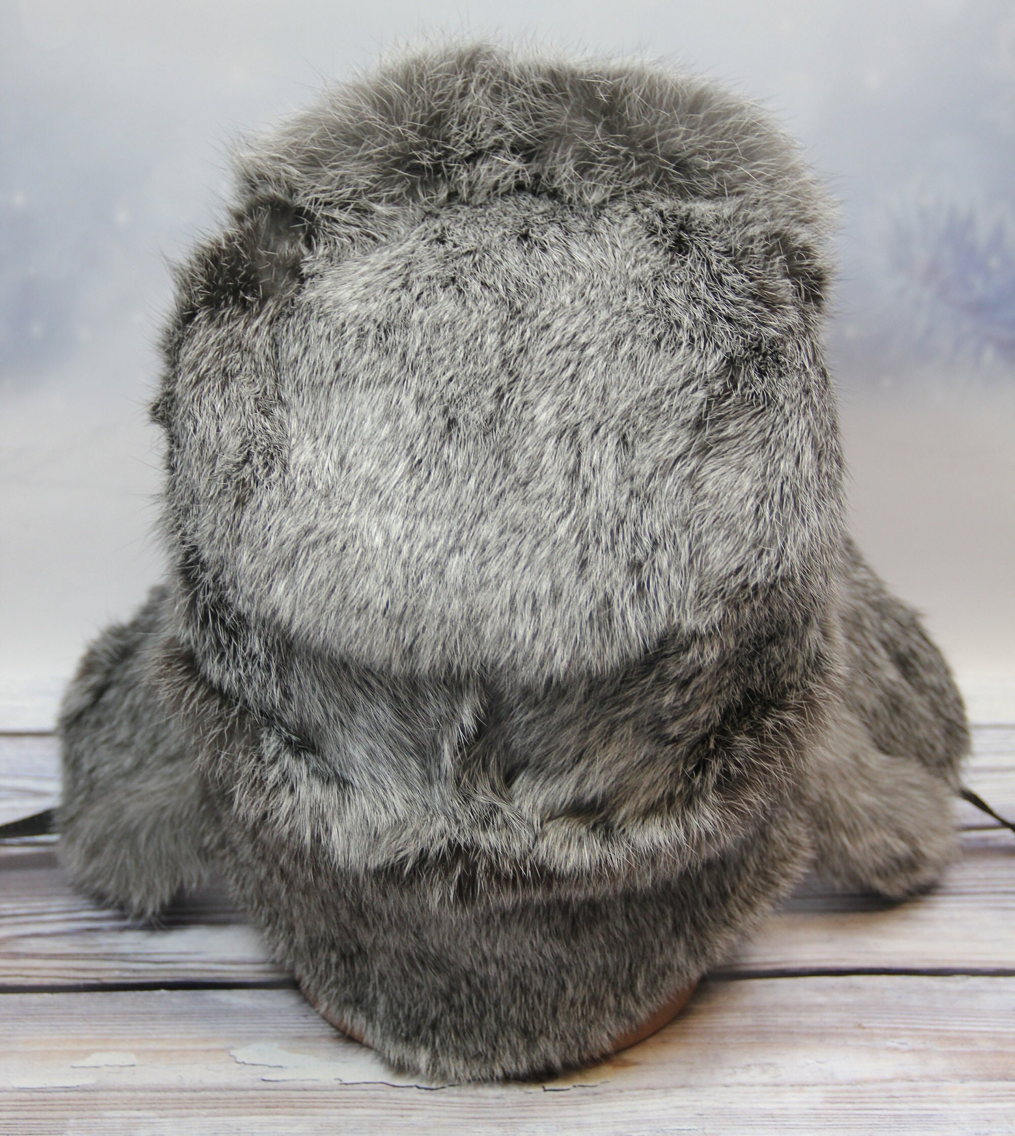 MADE in UKRAINE Winter Rabbit Fur Hat, Natural Ushanka Hat