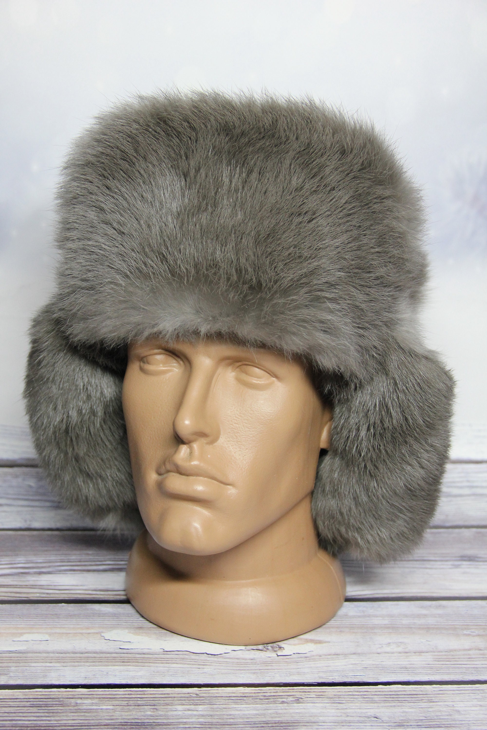 MADE in UKRAINE Winter Rabbit Fur Hat Natural Ushanka Hat Etsy UK