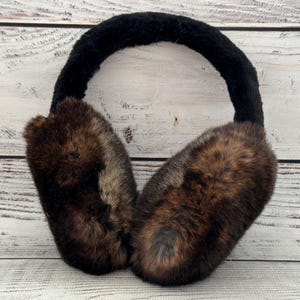 MADE in UKRAINE Winter Rabbit Fur Earmuffs, Rabbit Fur Brown Color, Handcrafted, Gift for Her