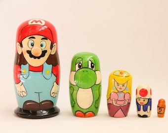 Cartoon Heroes Nesting Doll 4.33&#39;&#39; or 11 cm, Hand Painted Matryoshka Doll 5pieces,Funny Gifts,,Kids Gift,Wood toys for Kids MADE in UKRAINE